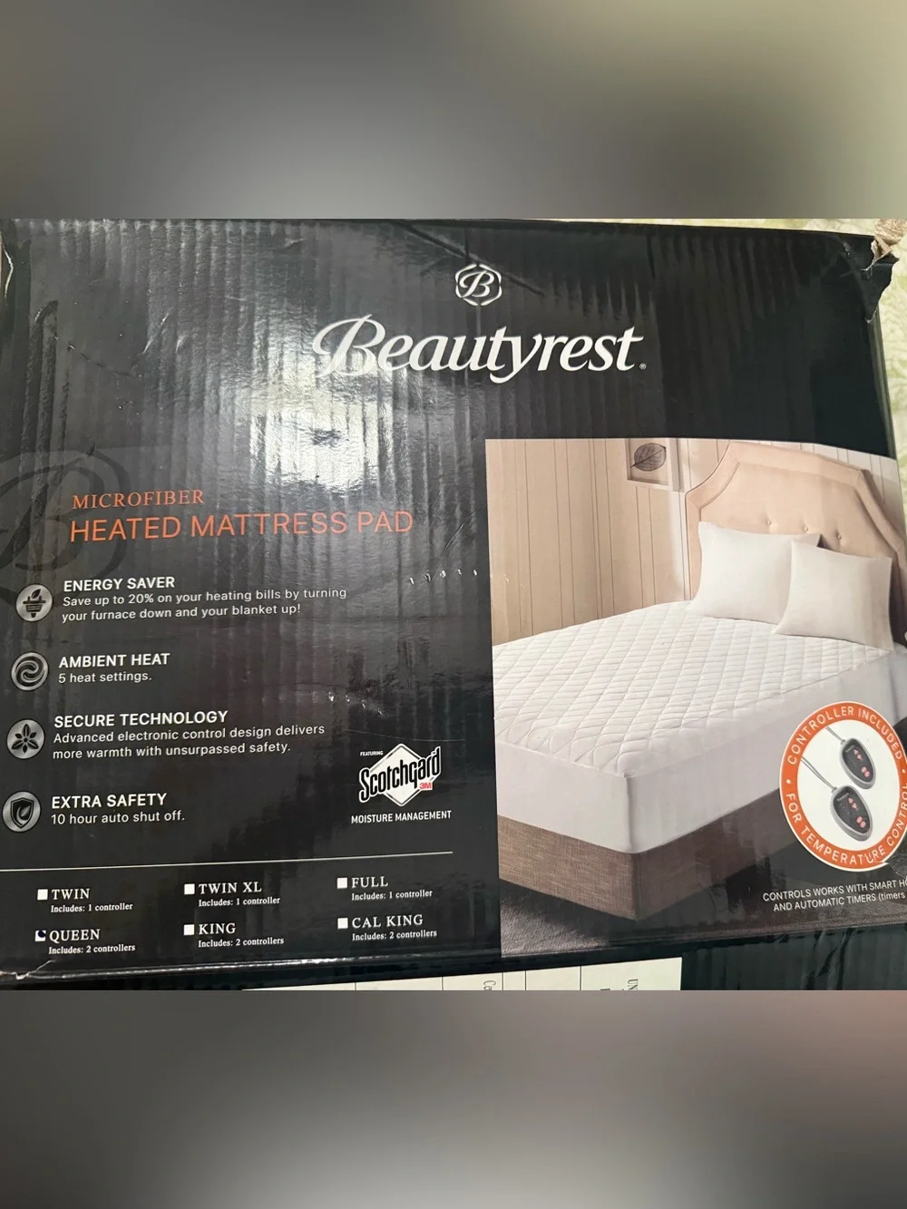 Beautyrest Queen Heated Mattress Pad Dual Control New